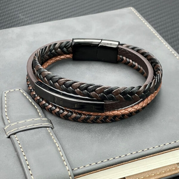 Multi layer Leather Bracelet With a Magnetic Clasp