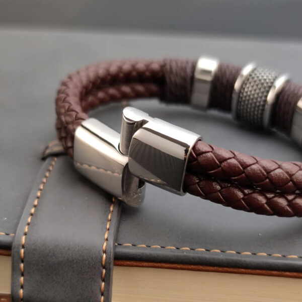 Multilayer Woven Genuine Leather Stainless steel Bracelet