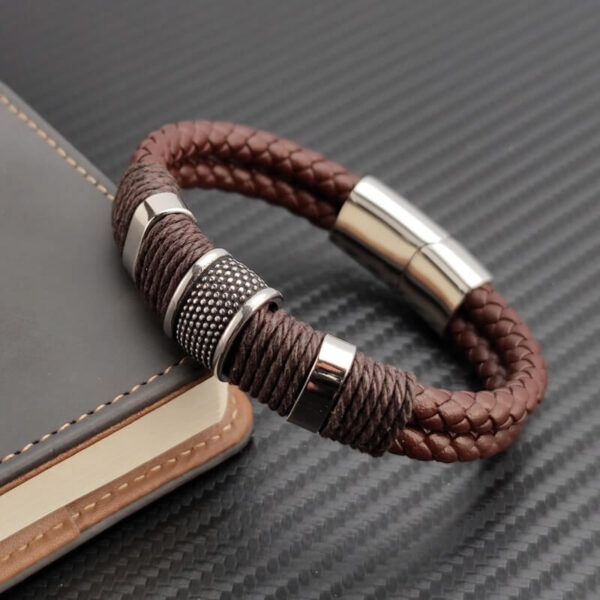 Woven Leather Stainless steel Bracelet