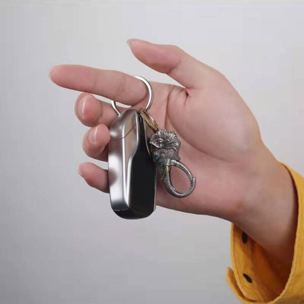 Sterling Silver Ganesh Elephant Keyring Ring Buckle Car Keychain 4