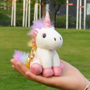 Unicorn Doll Plush Rainbow Keychain