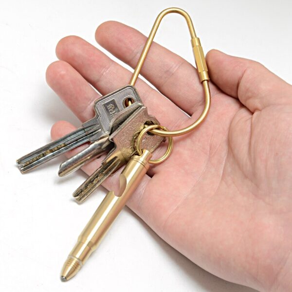 Brass Knife in Bullet Bottle Opener Keychain 4