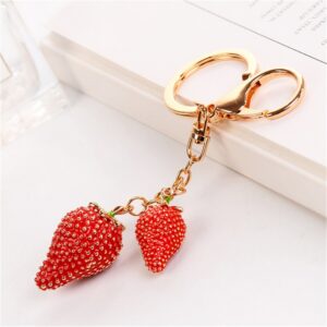 Red Strawberry Pendant Trendy Women Keychain Jewelry