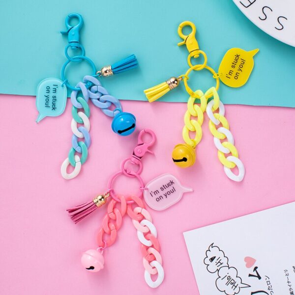 Cute Bell Tassel Key Chain English Letter Acrylic Keychain 2