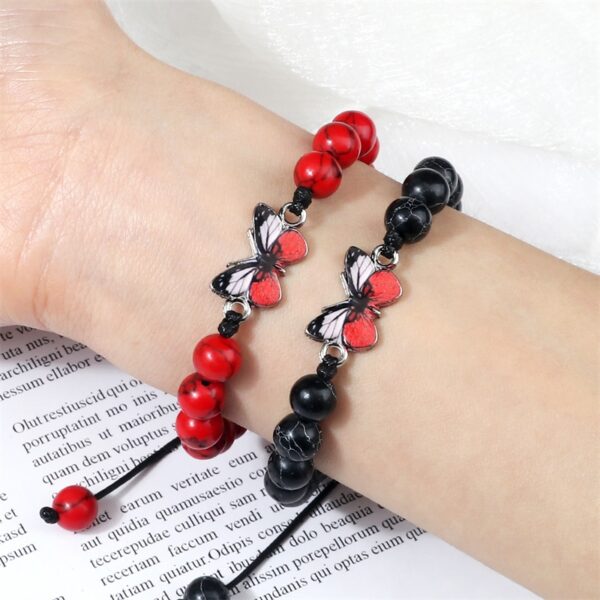 Beautiful Red Butterfly Pendant Beads Bracelet 1
