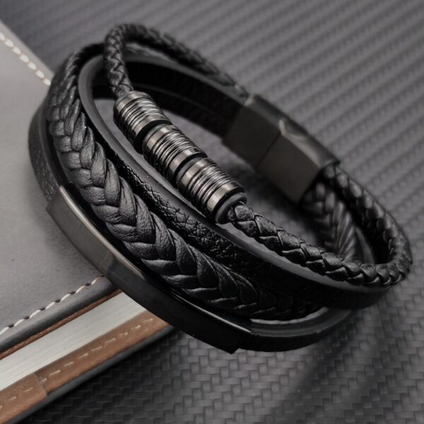 Multi-layer Genuine Leather Bracelet Charm Magnetic Clasp 2