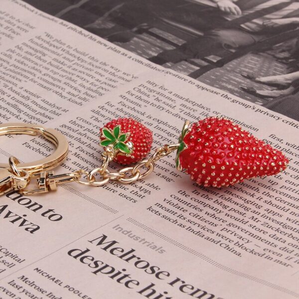 Red Strawberry Pendant Trendy Women Keychain Jewelry 2