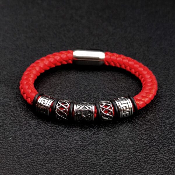Viking Bead Leather Bracelet with Strong Magnet Clasp 4