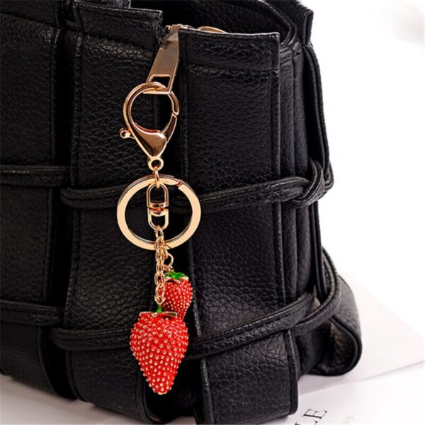 Red Strawberry Pendant Trendy Women Keychain Jewelry 4