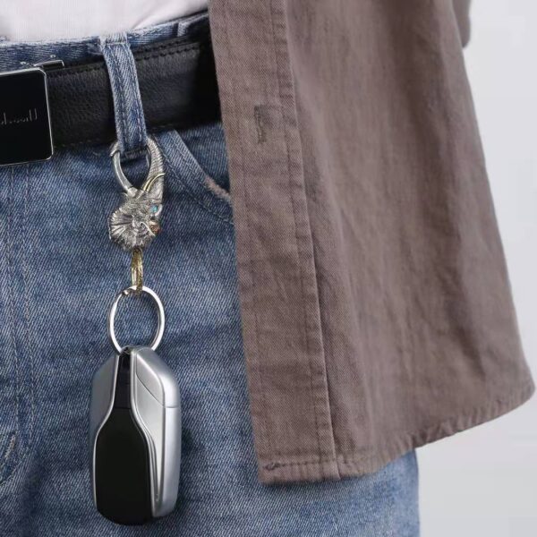 Sterling Silver Ganesh Elephant Keyring Ring Buckle Car Keychain 5