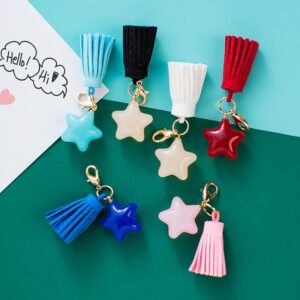 5Pcs Candy Star Tassel Charm Keychain Jewelry Making