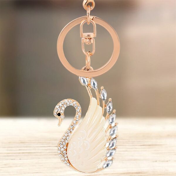 Cute Rhinestone Big Wings Swan Crystal Keychain