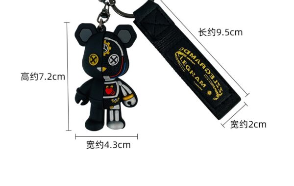 Bearbrick Keychain Black Wristlet Keyring 3