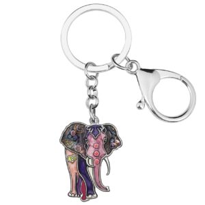 Unique Enamel Africa Elephant Keychain Jungle Animal Pattern Key Chain