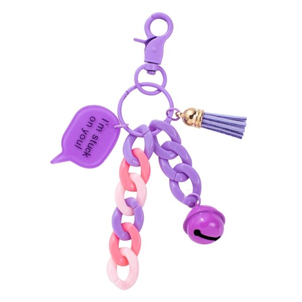 Cute Bell Tassel Key Chain English Letter Acrylic Keychain 5