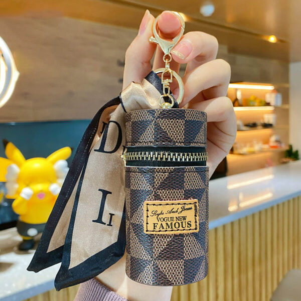 Luxury Mini Keychain Lipstick Bag With Silk Scarf