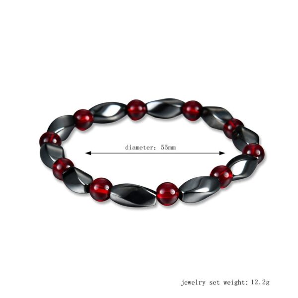 Natural Stone Red Agates Hematite Bracelet 2