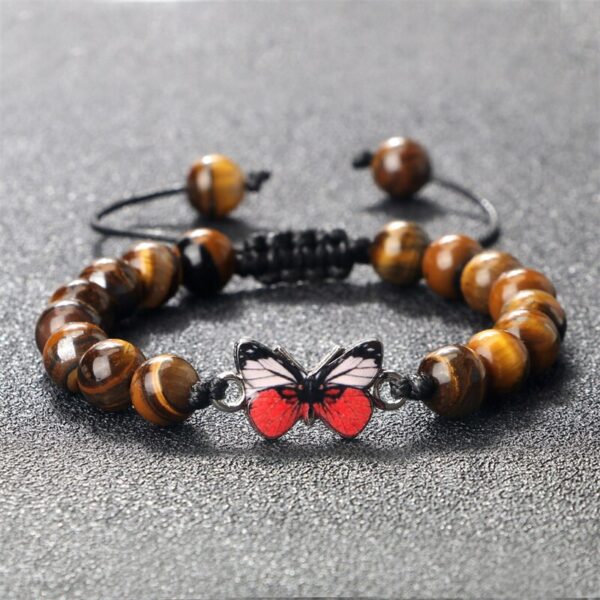 Beautiful Red Butterfly Pendant Beads Bracelet