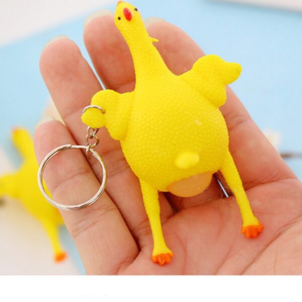 Squishy Chicken and Egg Toy Stress Relief Laying Egg Keychain 3