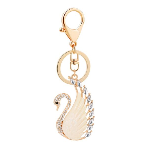 Cute Rhinestone Big Wings Swan Crystal Keychain 5