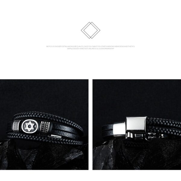 Men's Six-pointed Star Multilayer Woven Leather Rope Bracelet 6