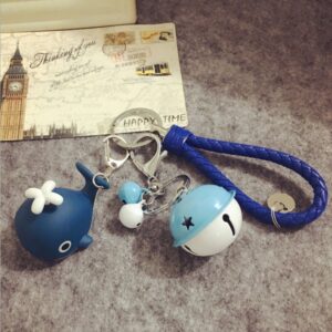 Trendy Little Whale Doll Braided Leather Cord Keychain