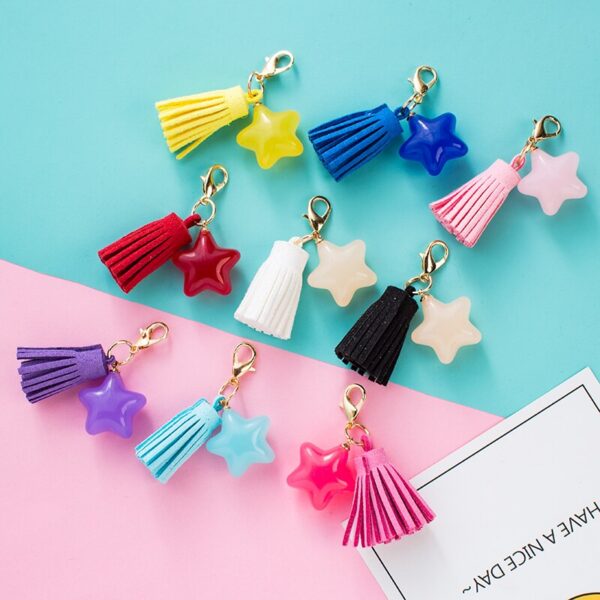 5Pcs Candy Star Tassel Charm Keychain Jewelry Making 1