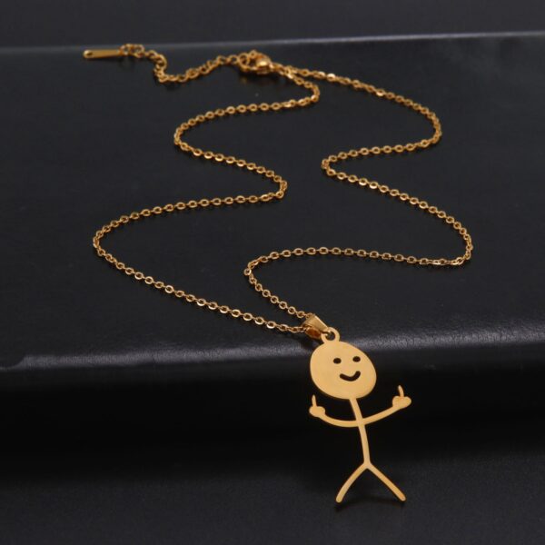 Funny Doodle Stickman Necklace Smiley Figure Pendant 2