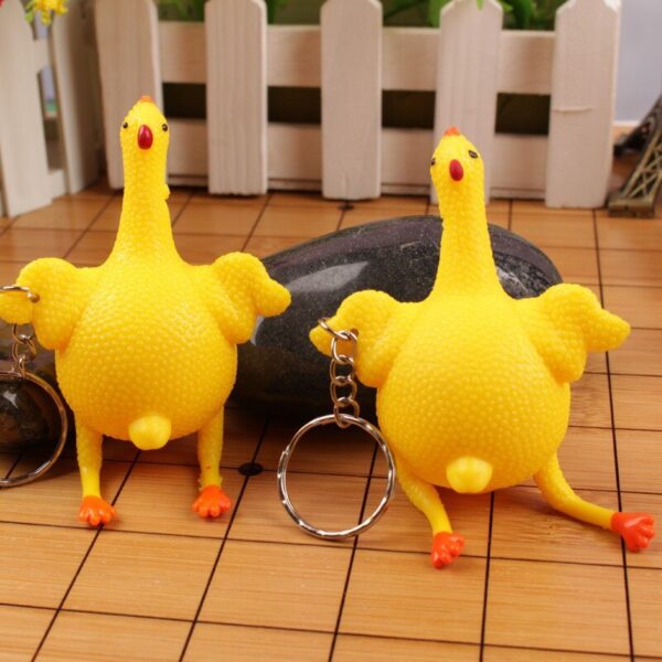 Squishy Chicken and Egg Toy Stress Relief Laying Egg Keychain 2