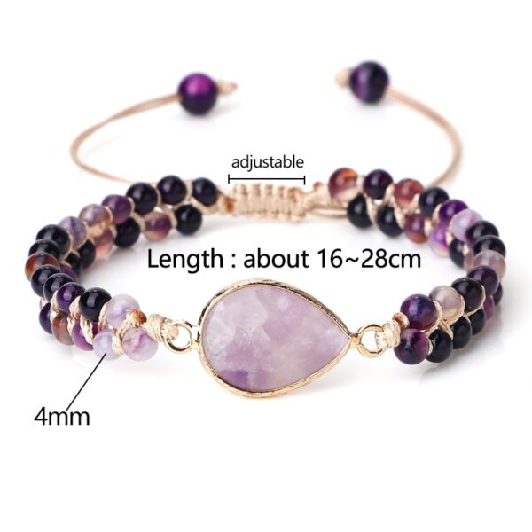 Purple Agates Braided Charm Bracelet Natural Stone Beads 6