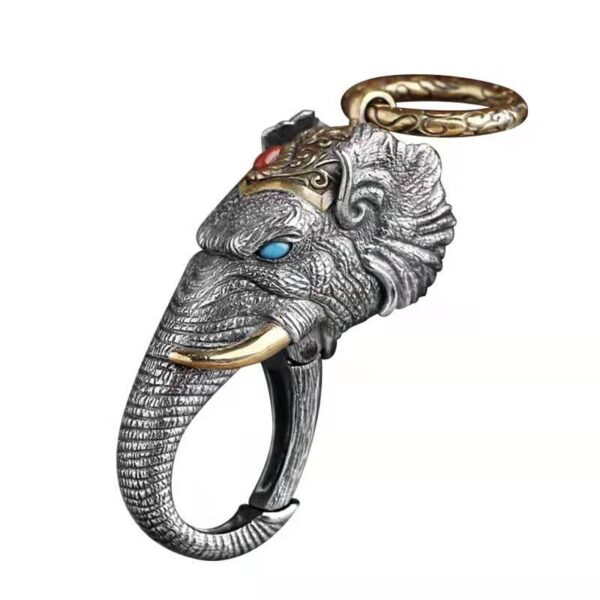 Sterling Silver Ganesh Elephant Keyring Ring Buckle Car Keychain 6