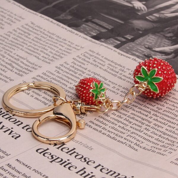 Red Strawberry Pendant Trendy Women Keychain Jewelry 3