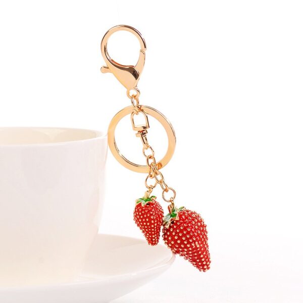 Red Strawberry Pendant Trendy Women Keychain Jewelry 5