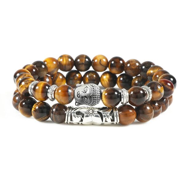 Buddha Head Natural Stone Bracelet Set 2 Pcs 2