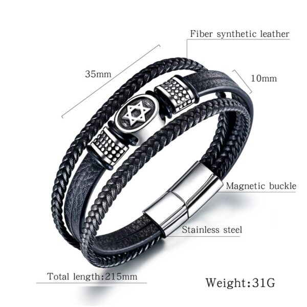 Men's Six-pointed Star Multilayer Woven Leather Rope Bracelet 5