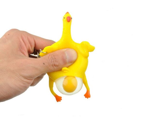 Squishy Chicken and Egg Toy Stress Relief Laying Egg Keychain 6