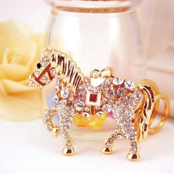 Crystal Rhinestone Horse Trendy Keychain