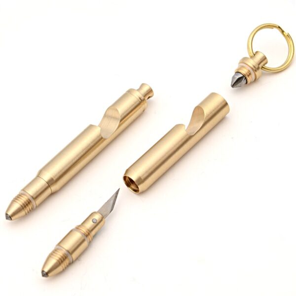 Brass Knife in Bullet Bottle Opener Keychain 3