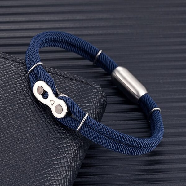 Bicycle Chain Nautical Rope Bracelet Stainless Steel With Magnet Buckle