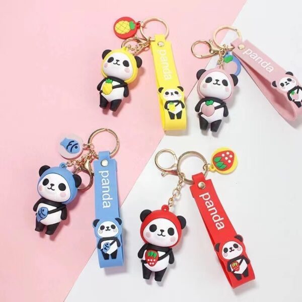 Cute Panda Keychain Fruit Red Panda Key Pendant 2