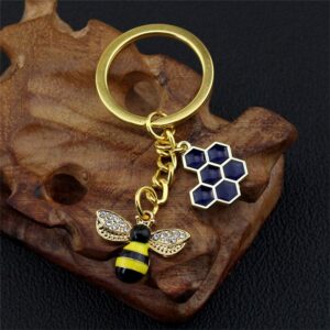 Cute Honey Bee Keychain Animal Key Ring for Car Bag Decor