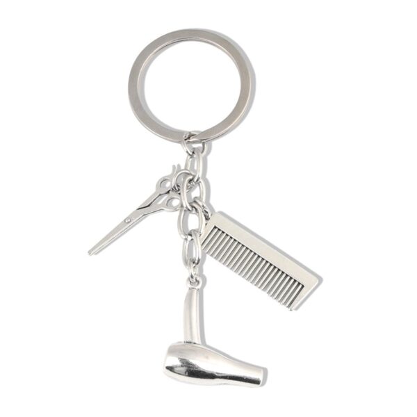Trendy Hairdressing Scissors Hair Dryer Comb Keychain 3