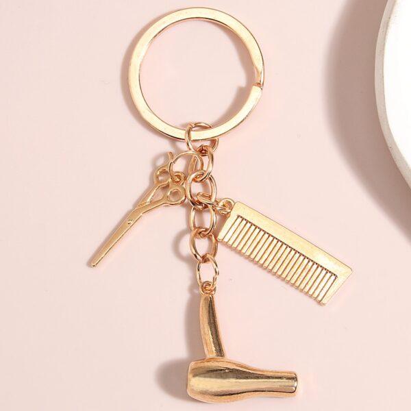 Trendy Hairdressing Scissors Hair Dryer Comb Keychain 1