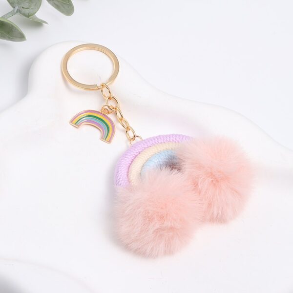 Cute Fur Rainbow Keychain 2
