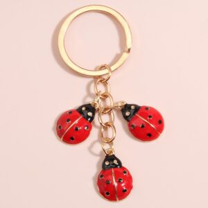 Three Colors Ladybug Crystal Keychain