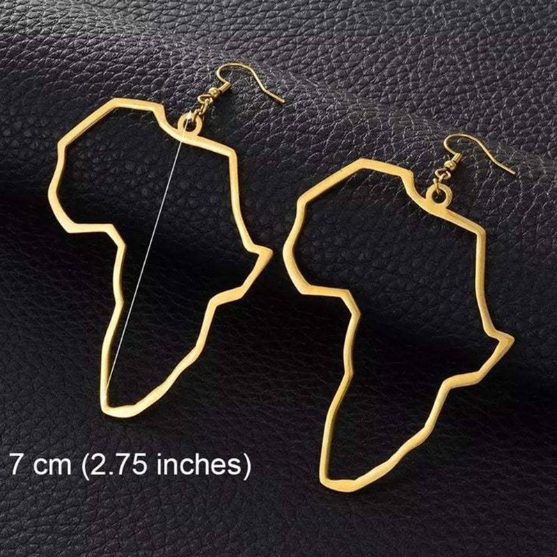 Large African Map Big Earrings Size