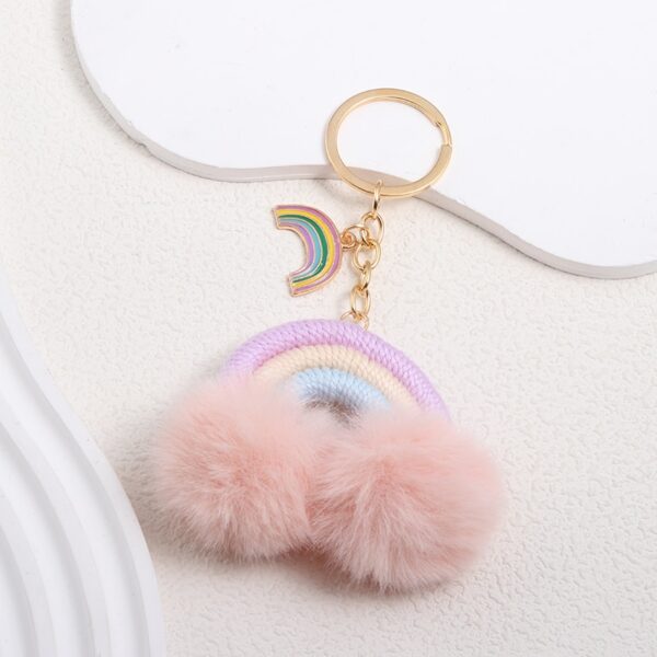 Cute Fur Rainbow Keychain