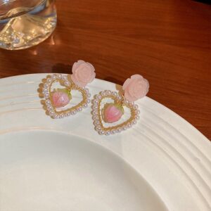 Pink Resin Flower Dangle Earrings