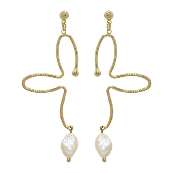 Asymmetric Long Baroque Pearl Earrings French Style Jewelry 4