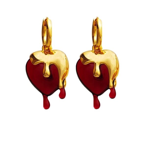 Bleeding Heart Gold Drop Earrings